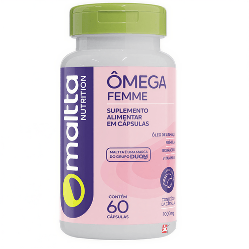 OMEGA FEMME - PRÍMULA + BORRAGEM + LINHAÇA + VITAMINA E SAÚDE E BELEZA DA MULHER 60 CAPS - MALTTA NUTRITION