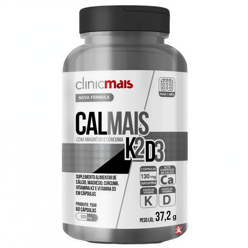 CALMAIS CÁLCIO MDK - CÚRCUMA + CÁLCIO + MAGNÉSIO + K2 + D3 60 CÁPSULAS - CLINICMAIS