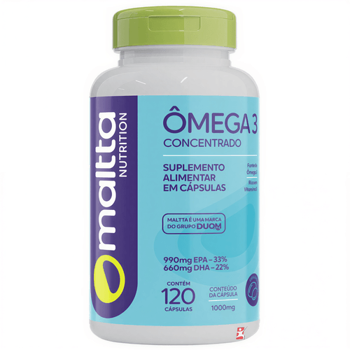 OMEGA 3 CONCENTRADO 1000MG ALTO TEOR DE EPA E DHA 120 CÁPSULAS - MALTTA NUTRTITION OMEGA 3 CONCENTRADO 1000MG ALTO TEOR DE EPA E DHA 120 CÁPSULAS - MALTTA NUTRTITION