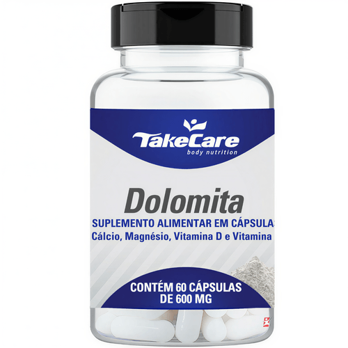 DOLOMITA - MAGNÉSIO + VITAMINA D + VITAMINA K 60 CÁPSULAS - TAKE CARE