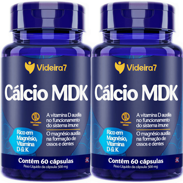 KIT 2 CALCIO MDK - MAGNÉSIO + VITAMINA D + VITAMINA K2 TOTAL 120 CÁPSULAS - VIDEIRA 7