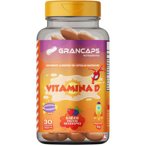 VITAMINA D3 KIDS CONCENTRADA 30 CÁPSULAS MASTIGÁVEIS FRUTA SILVESTRE - GRANCAPS VITAMINA D3 KIDS CONCENTRADA 30 CÁPSULAS MASTIGÁVEIS FRUTA SILVESTRE - GRANCAPS