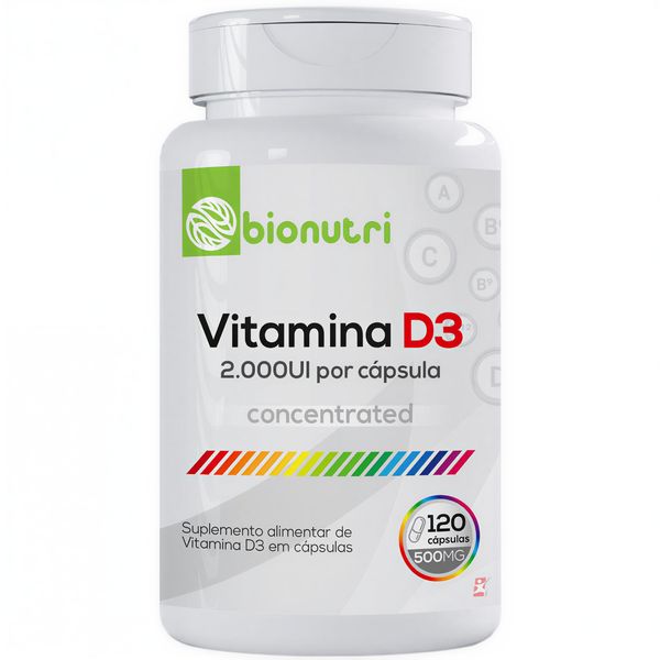 VITAMINA D3 2000UI CONCENTRADA COLECALCIFEROL 1 AO DIA 120 MINI CÁPSULAS - BIONUTRI