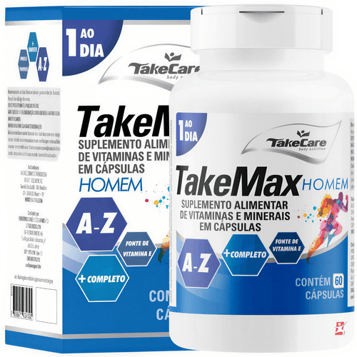 TAKE MAX HOMEM POLIVITAMÍNICO E MINERAL DE A a Z 1 DO DIA 60 CÁPSULAS - TAKE CARE