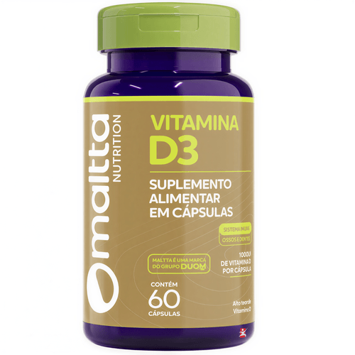 VITAMINA D3 1000UI COLECALCIFEROL 1 AO DIA 60 CÁPSULAS - MALTTA NUTRITION VITAMINA D3 1000UI COLECALCIFEROL 1 AO DIA 60 CÁPSULAS - MALTTA NUTRITION