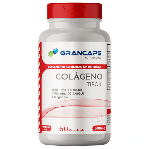 COLÁGENO TIPO 2 NÃO DESNATURADO COM MAGNÉSIO E VITAMINA D 60 CÁPSULAS - GRANCAPS COLÁGENO TIPO 2 NÃO DESNATURADO COM MAGNÉSIO E VITAMINA D 60 CÁPSULAS - GRANCAPS