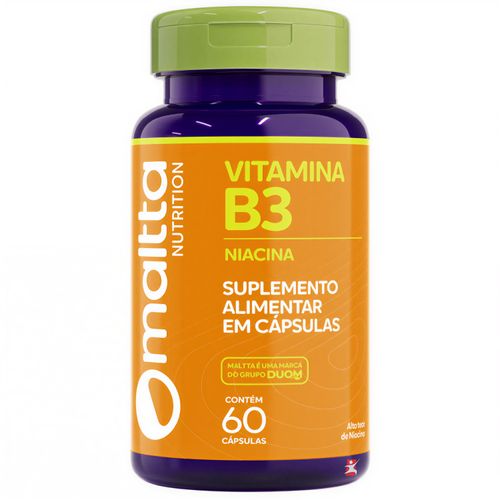VITAMINA B3 CONCENTRADA NIACINA 1 AO DIA COM 60 CÁPSULAS – MALTTA NUTRITION