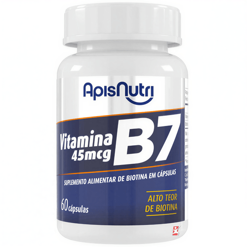 VITAMINA B7 D-BIOTINA CONCENTRADA CABELO PELE E UNHAS 60 CAPSULAS - APISNUTRI