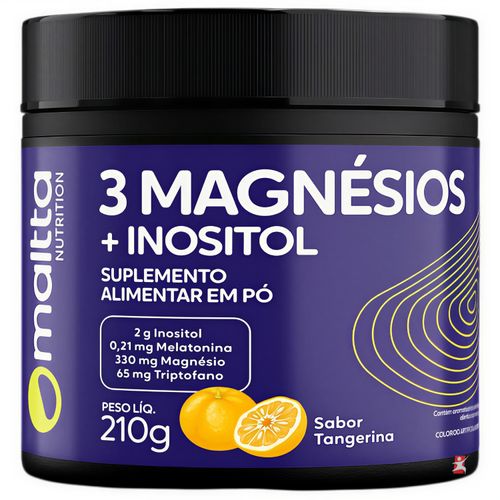 3 MAGNÉSIOS + INOSITOL + MELATONINA + TRIPTOFANO 210G TANGERINA 30 DOSES - MALTTA NUTRITION