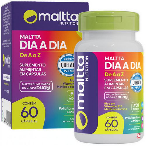 POLIVITAMÍNICO MALTTA DIA A DIA DE A-Z VITAMINAS E MINERAIS 60 CÁPSULAS - MALTTA NUTRITION