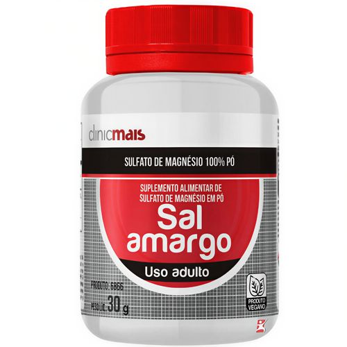 SAL AMARGO VEGANO SULFATO DE MAGNÉSIO 100% EM PÓ 30G - CLINICMAIS SAL AMARGO VEGANO SULFATO DE MAGNÉSIO 100% EM PÓ 30G - CLINICMAIS