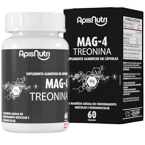 MAG-4 TREONINA - ÓXIDO + BISGLICINATO + MALATO + L-TREONINA 60 CAPSULAS - APISNUTRI