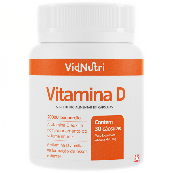 VITAMINA D 2000UI COLECALCIFEROL(D3) 1 AO DIA 30 CAPSULAS - VIDNUTRI
