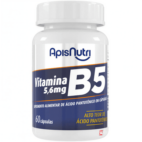 VITAMINA B5 5,6MG CONCENTRADA D-PANTOTENATO DE CÁLCIO 60 CAPSULAS - APISNUTRI VITAMINA B5 5,6MG CONCENTRADA D-PANTOTENATO DE CÁLCIO 60 CAPSULAS - APISNUTRI