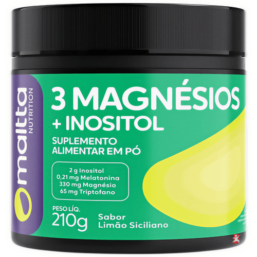 3 MAGNÉSIOS + INOSITOL + MELATONINA + TRIPTOFANO 210G LIMÃO SICILIANO 30 DOSES - MALTTA NUTRITION