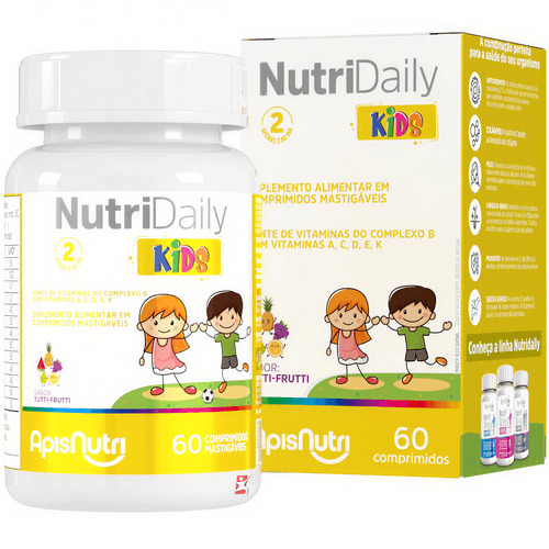 NUTRI DAILY KIDS VITAMINAS + MINERAIS 60 COMPRIMIDOS MASTIGAVEIS TUTTI FRUTI - APISNUTRI NUTRI DAILY KIDS VITAMINAS + MINERAIS 60 COMPRIMIDOS MASTIGAVEIS TUTTI FRUTI - APISNUTRI