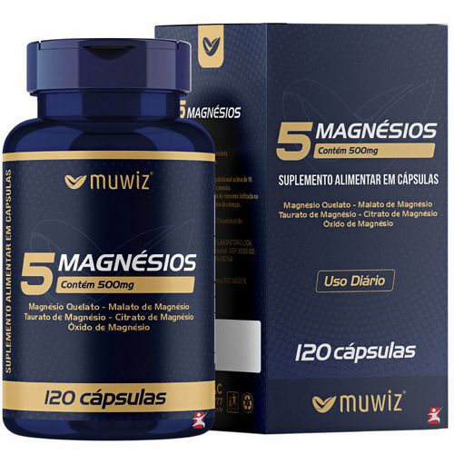 5 MAGNESIOS QUELATO + MALATO + TAURATO + CITRATO + ÓXIDO 120 CAPSULAS - MUWIZ 5 MAGNESIOS QUELATO + MALATO + TAURATO + CITRATO + ÓXIDO 120 CAPSULAS - MUWIZ