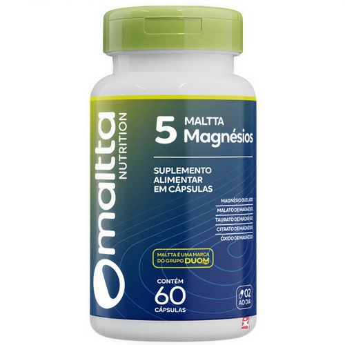 MALTTA 5 MAGNÉSIOS QUELATO + MALATO + TAURATO + CITRATO + ÓXIDO 60 CÁPSULAS - MALTTA NUTRITION