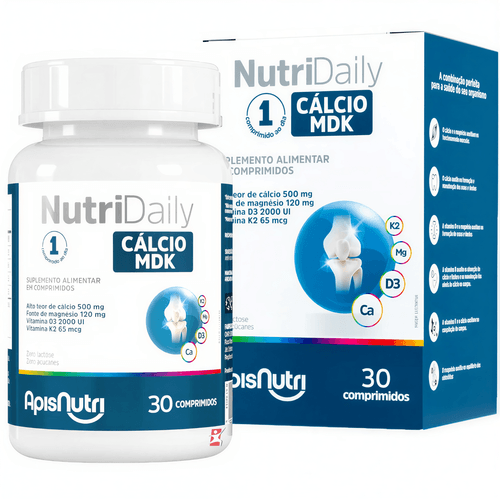 NUTRIDAILY CALCIO MDK - CÁLCIO + MAGNÉSIO + VIT. K2 + VIT. D3 30 COMPRIMIDOS 1 AO DIA - APISNUTRI NUTRIDAILY CALCIO MDK - CÁLCIO + MAGNÉSIO + VIT. K2 + VIT. D3 30 COMPRIMIDOS 1 AO DIA - APISNUTRI