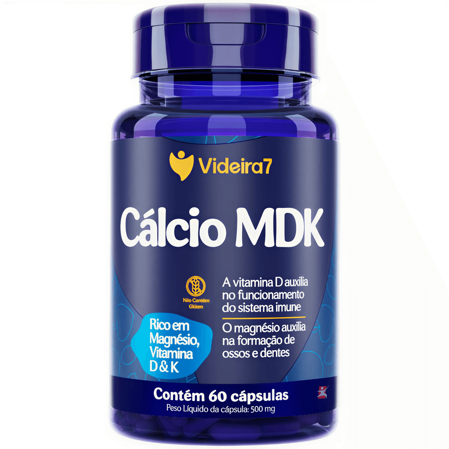 CALCIO MDK CÁLCIO+MAGNÉSIO+VITAMINA D3+VITAMINA K2 60 CÁPSULAS - VIDEIRA 7