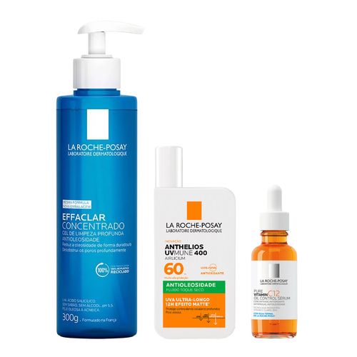 Kit-La-Roche-Posay-Gel-Effaclar-Serum-Pure-Vitamin-C12-Protetor-FPS-60-Arlicilium