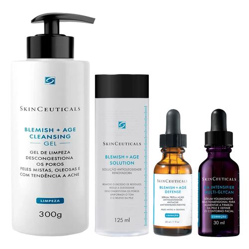 Kit-Skinceuticals-Gel-Tonico-Solution-Serum-Defense-Serum-Ha-Intensifier-30ml