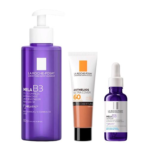 Kit-La-Roche-Posay-Gel-Mela-B3-Serum-Protetor-FPS-60-Ultra-Cover-Cor-5-0 Kit-La-Roche-Posay-Gel-Mela-B3-Serum-Protetor-FPS-60-Ultra-Cover-Cor-5-0