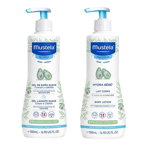 Kit-Mustela-Bebe-Abacate-Organico-Gel-Lavante-Creme-Hidratante-500ml-Cada Kit-Mustela-Bebe-Abacate-Organico-Gel-Lavante-Creme-Hidratante-500ml-Cada