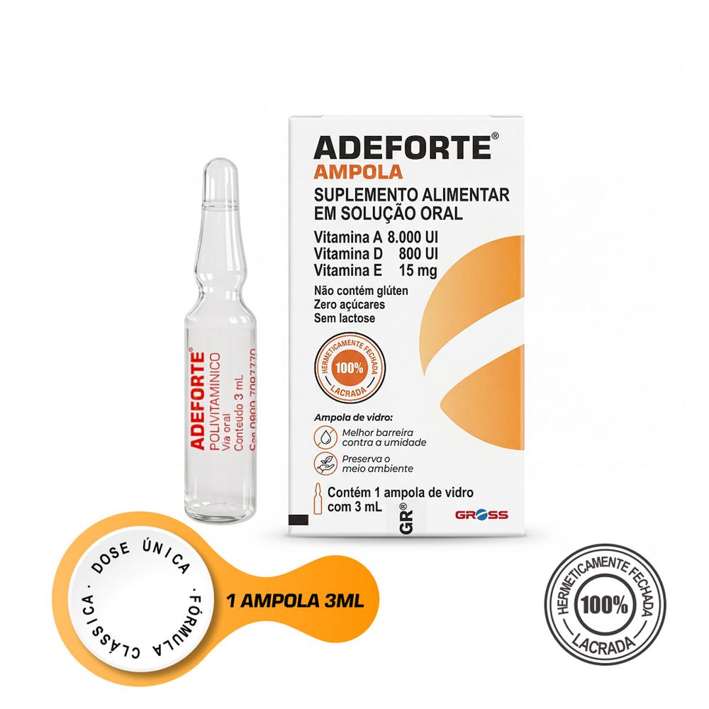 Suplemento Vitamínico Adeforte Gross 1 Ampola 3ml Solução Oral ...