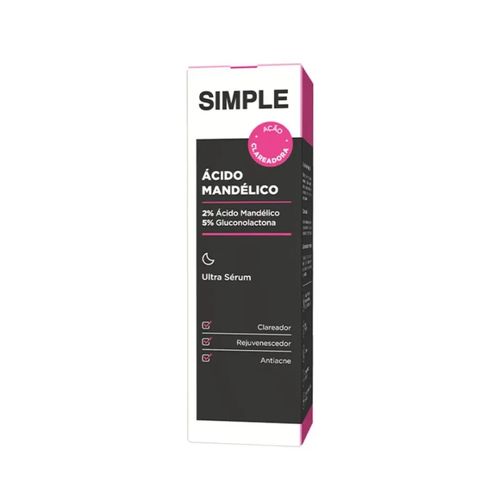 Ultra Sérum Facial Simple Organic Ácido Mandélico 30ml Ultra Sérum Facial Simple Organic Ácido Mandélico 30ml