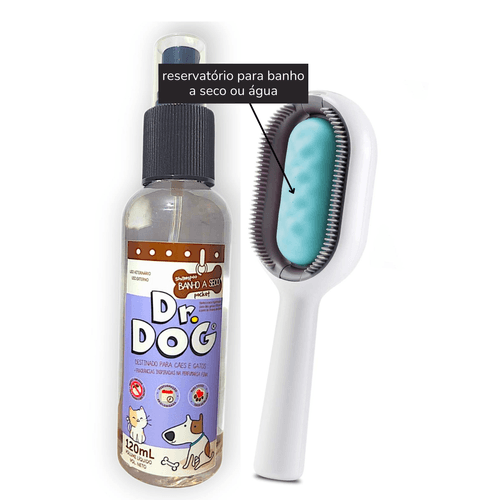 Kit Escova Pet Tira Pelos 3em1 + Banho a seco Gatos Cães 120ml Kit Escova Pet Tira Pelos 3em1 + Banho a seco Gatos Cães 120ml