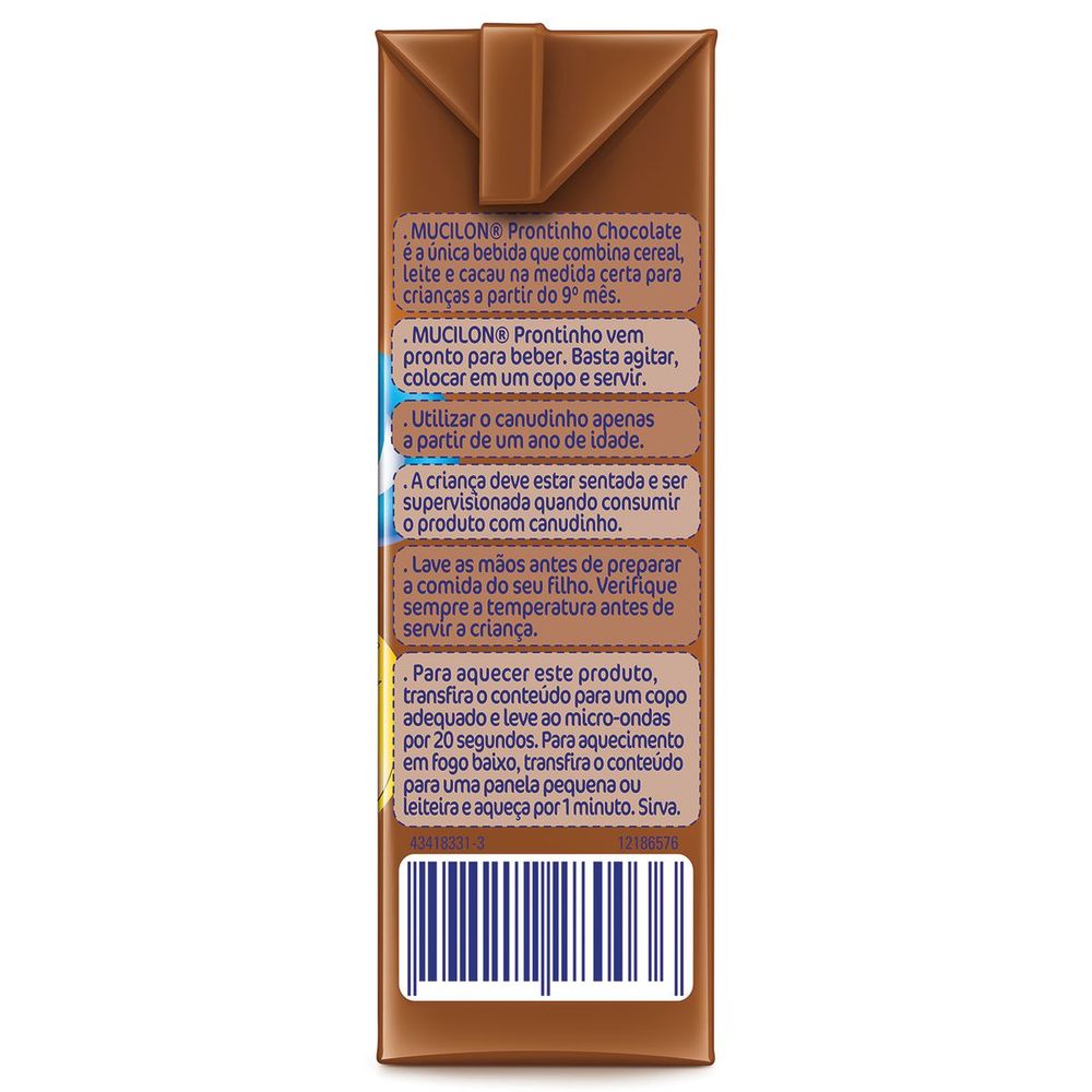 Bebida Láctea Nestlé Mucilon Prontinho Chocolate 190ml - Drogarias