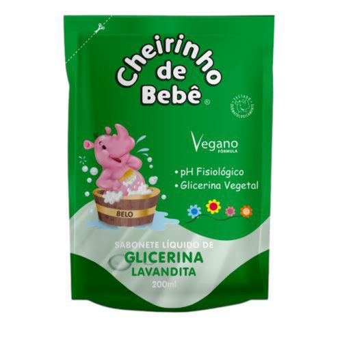 Kit c/9 Sabonete Liquido Infantil Cheirinho Bebê Refil 200ml Lavanda