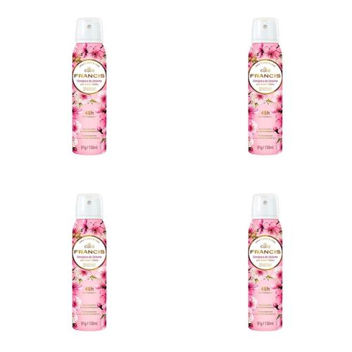 Kit c/4 Unidades de Desodorante Aero Francis 150ml Comfort Petalas/Rosa