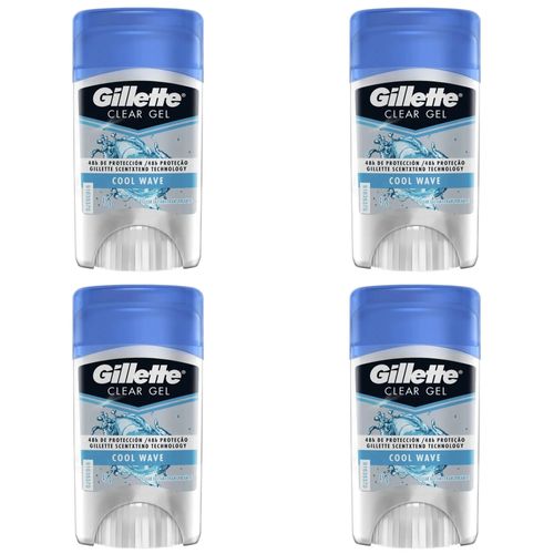 Kit c/4 Unidades de Desodorante Cleargel Cool Wave Gillette Simples 45g