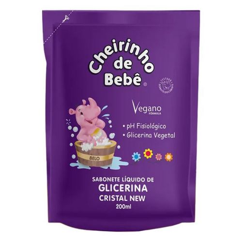 Kit c/9 Sabonete Liquido Infantil Cheirinho De Bebê Refil 200ml Cristal Kit c/9 Sabonete Liquido Infantil Cheirinho De Bebê Refil 200ml Cristal