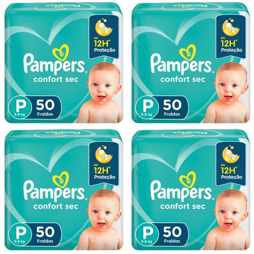 Kit 4 Fraldas Pampers Conforte Sec P c/ 50 Unidades cada