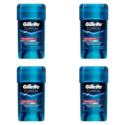 Kit c/4 Unidades de Desodorante Gel Clinical Pressure Defense Gillette 45g Kit c/4 Unidades de Desodorante Gel Clinical Pressure Defense Gillette 45g
