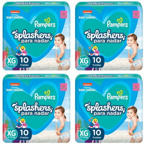 Kit 4 Fraldas Pampers Splashers G/Xg c/10 Unidades cada Kit 4 Fraldas Pampers Splashers G/Xg c/10 Unidades cada