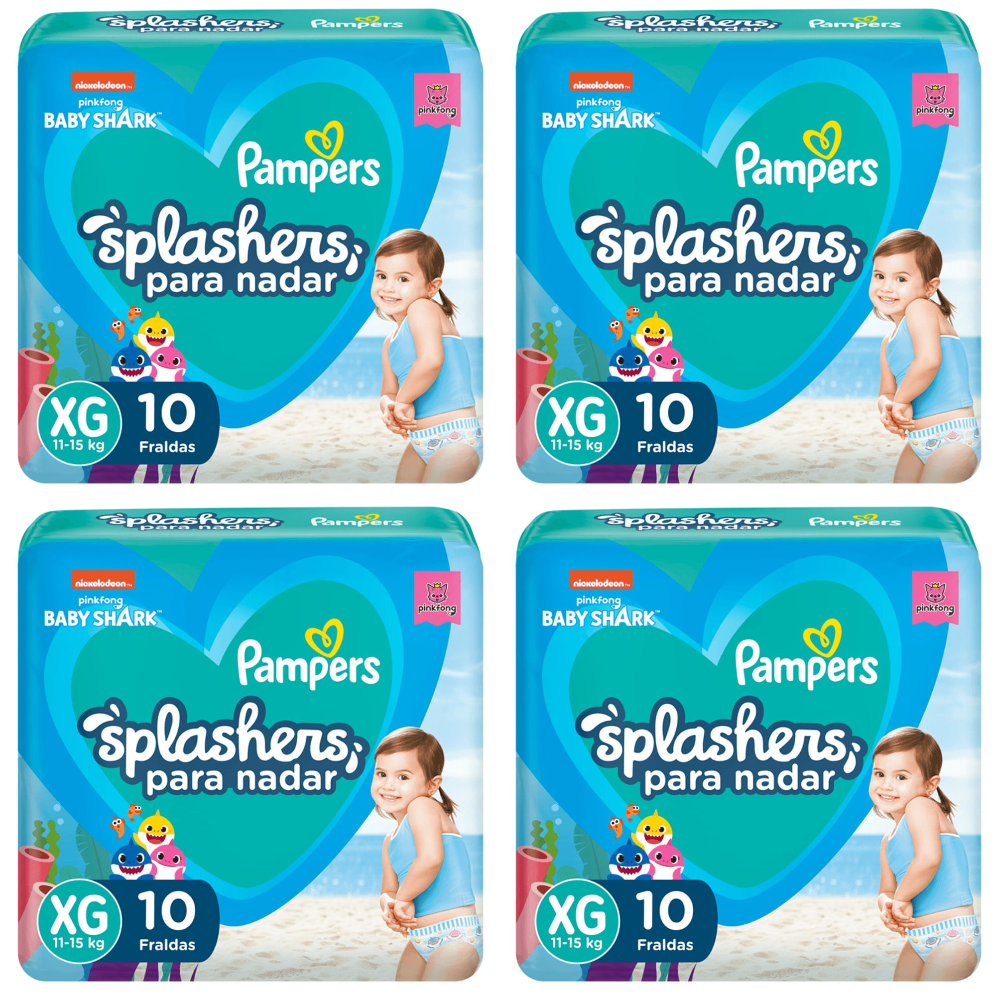 Kit 4 Fraldas Pampers Splashers G/Xg c/10 Unidades cada