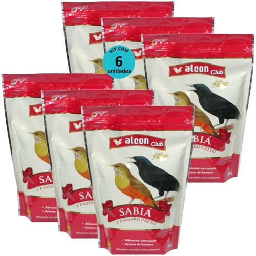 ALCON CLUB SABIÁ E PÁSSARO PRETO SUPER PREMIUM 500G KIT COM 6