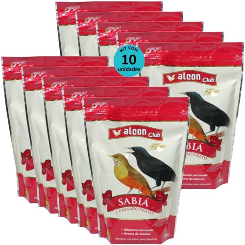 ALCON CLUB SABIÁ E PÁSSARO PRETO SUPER PREMIUM 500G KIT COM 10