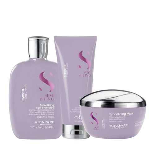 Kit Alfaparf Semi Di Lino Smoothing Rebel Hair Trio Pequeno Kit Alfaparf Semi Di Lino Smoothing Rebel Hair Trio Pequeno