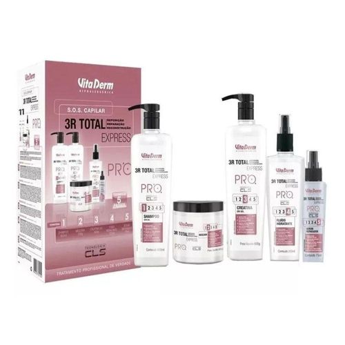 Kit Vita Derm SOS Capilar 3R Total Express Pro (5 Produtos) Kit Vita Derm SOS Capilar 3R Total Express Pro (5 Produtos)