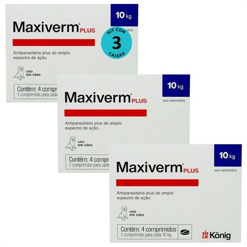MAXIVERM PLUS 660MG COM 4 COMPRIMIDOS KONIG KIT COM 3