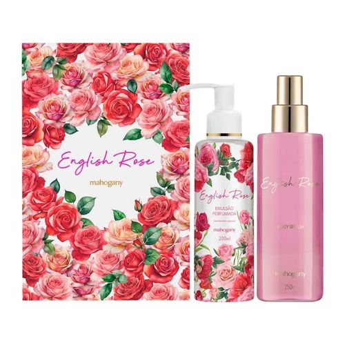 Kit English Rose Sabonete Líquido e Body Splash Mahogany