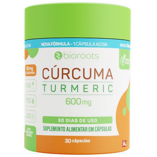 CURCUMA 600MG VEGANA 1 AO DIA 30 CÁPSULAS CURCUMINA - BIOROOTS