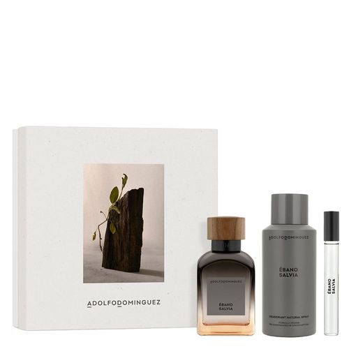 Kit Perfume Adolfo Dominguez Ébano Salvia Masculino - Eau de Parfum 120ml + Desodorante 150ml + Miniatura 10ml Coffret