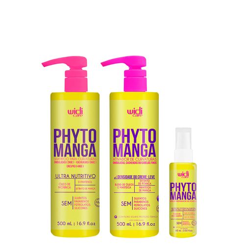 Kit Widi Care Phytomanga para Curvaturas Shampoo 500ml + Ativador de Curvaturas Efeito Leve 500ml + Sérum Reparador de Pontas 60ml Kit Kit Widi Care Phytomanga para Curvaturas Shampoo 500ml + Ativador de Curvaturas Efeito Leve 500ml + Sérum Reparador de Pontas 60ml Kit