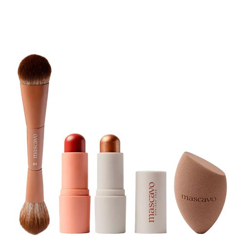Kit Mascavo Hibiscus Glow & Go Trio + Problender Esponja Grande Kit